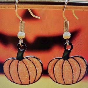 A Girl Thing Pumpkin Earrings - Orange and Black